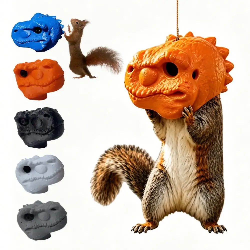 Garden Hanging Feeder Dinosaur Head Squirrel Feeder Outdoor Hanging Feeder Garden Yard Nut Holder for Corn Squirrels Dinosaur