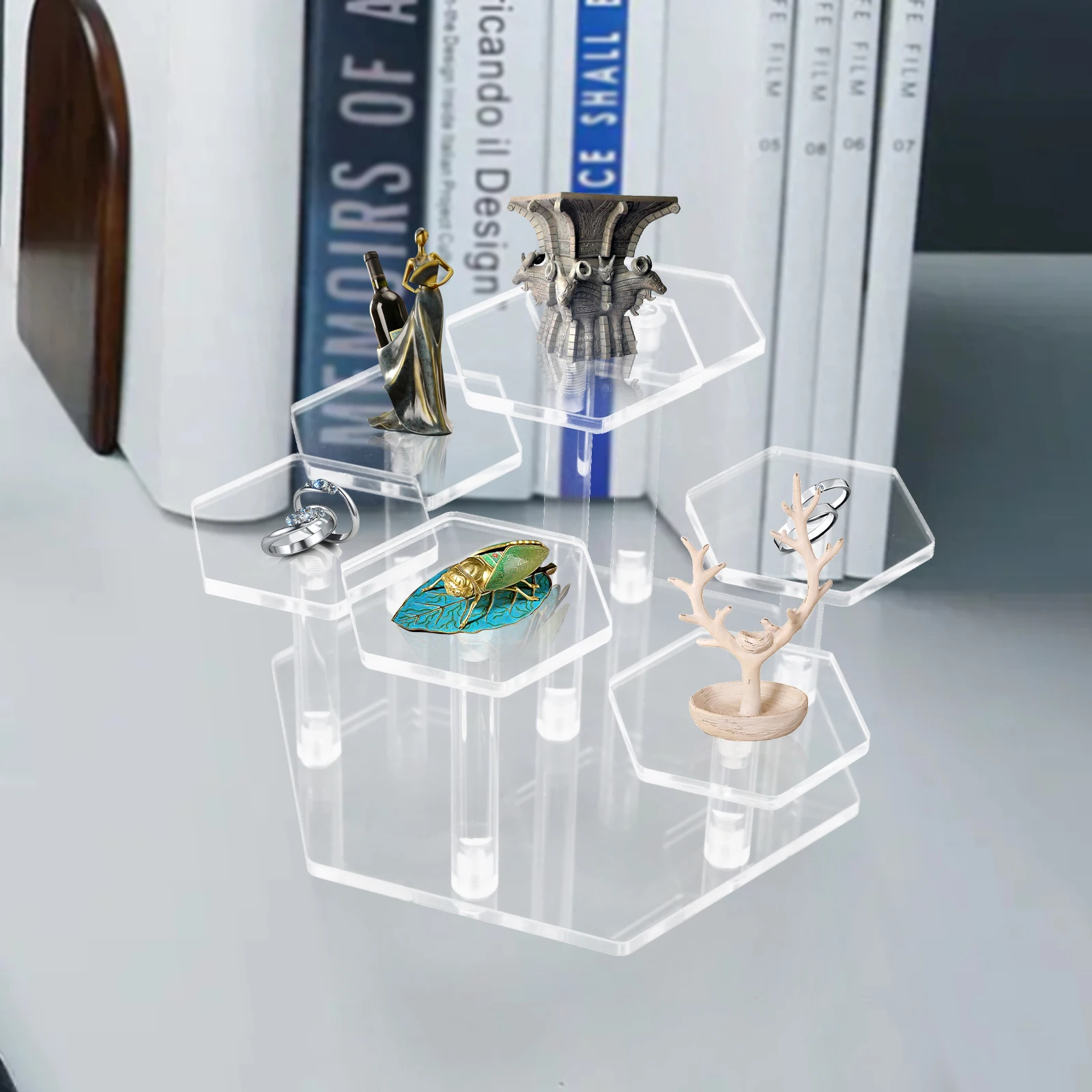 

Acrylic Riser Display Shelf 7 Tier Acrylic Riser Display Stand Cupcake Stand, Jewelry Collectible Showcase Display Stand