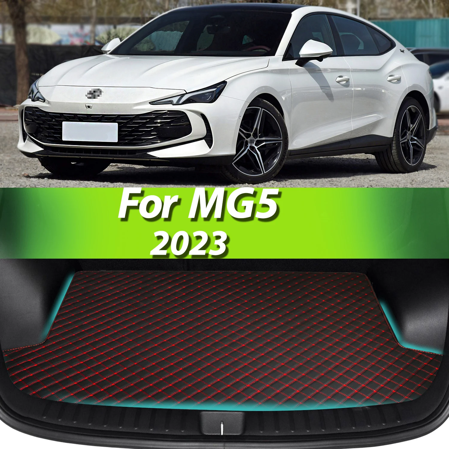 

For MG7 2023 Artificial Leather Car Trunk Mat Rear Trunk Cargo Protective Mat Car Interior Accessories