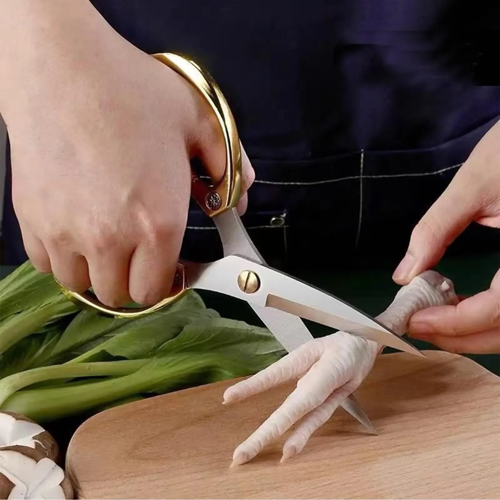 Stainless Steel Kitchen Scissors Powerful Chicken Bone Scissors Multifunctional Fish Killing Duck Cutter Household Food Scissors