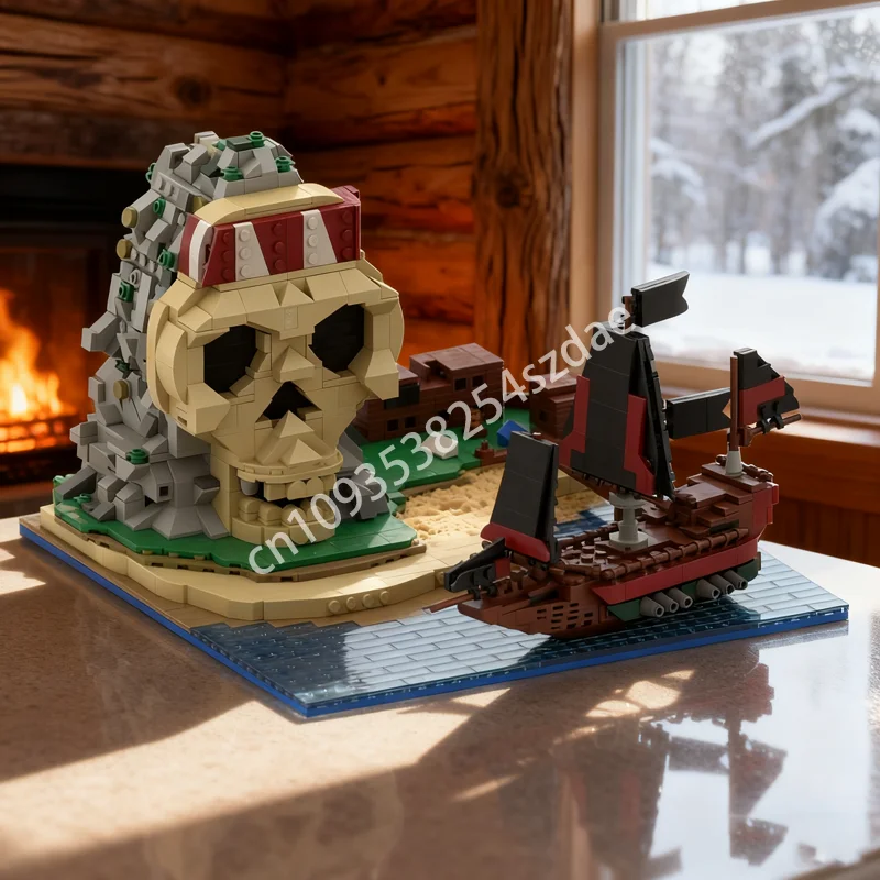 1518 قطعة MOC جزيرة القراصنة الجمجمة خليج القراصنة نموذج اللبنات العمارة هدايا عيد الميلاد تجميع اللعب DIY بها بنفسك عيد ميلاد الاطفال #1