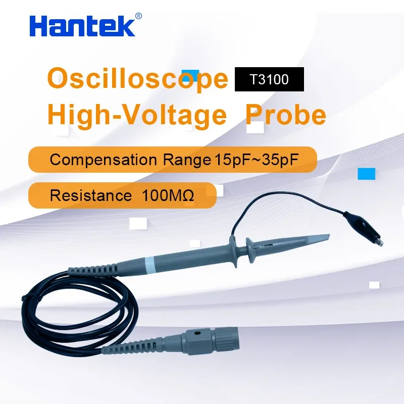 Sonda x100 de alto voltaje Hantek T3100 para osciloscopio, sonda de osciloscopio de 100MHz, osciloscopio de sonda pasiva de alto voltaje X100