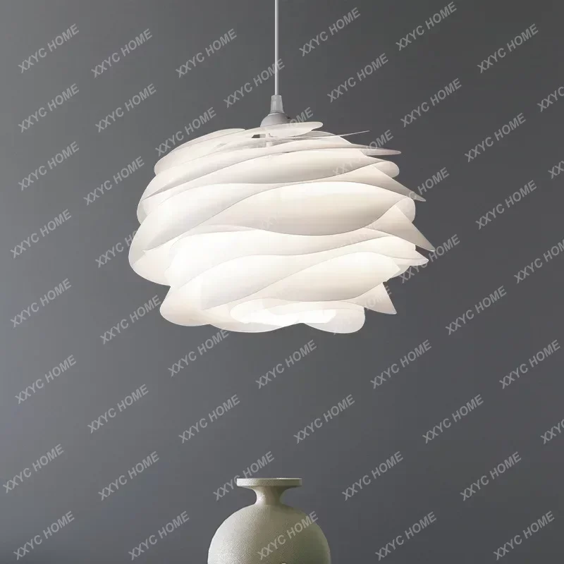 

New Danish Designer White Rose Ceiling Chandelier For Bedroom Living Room Kitchen Pink Blue Petal Light Fixtures Room Decor