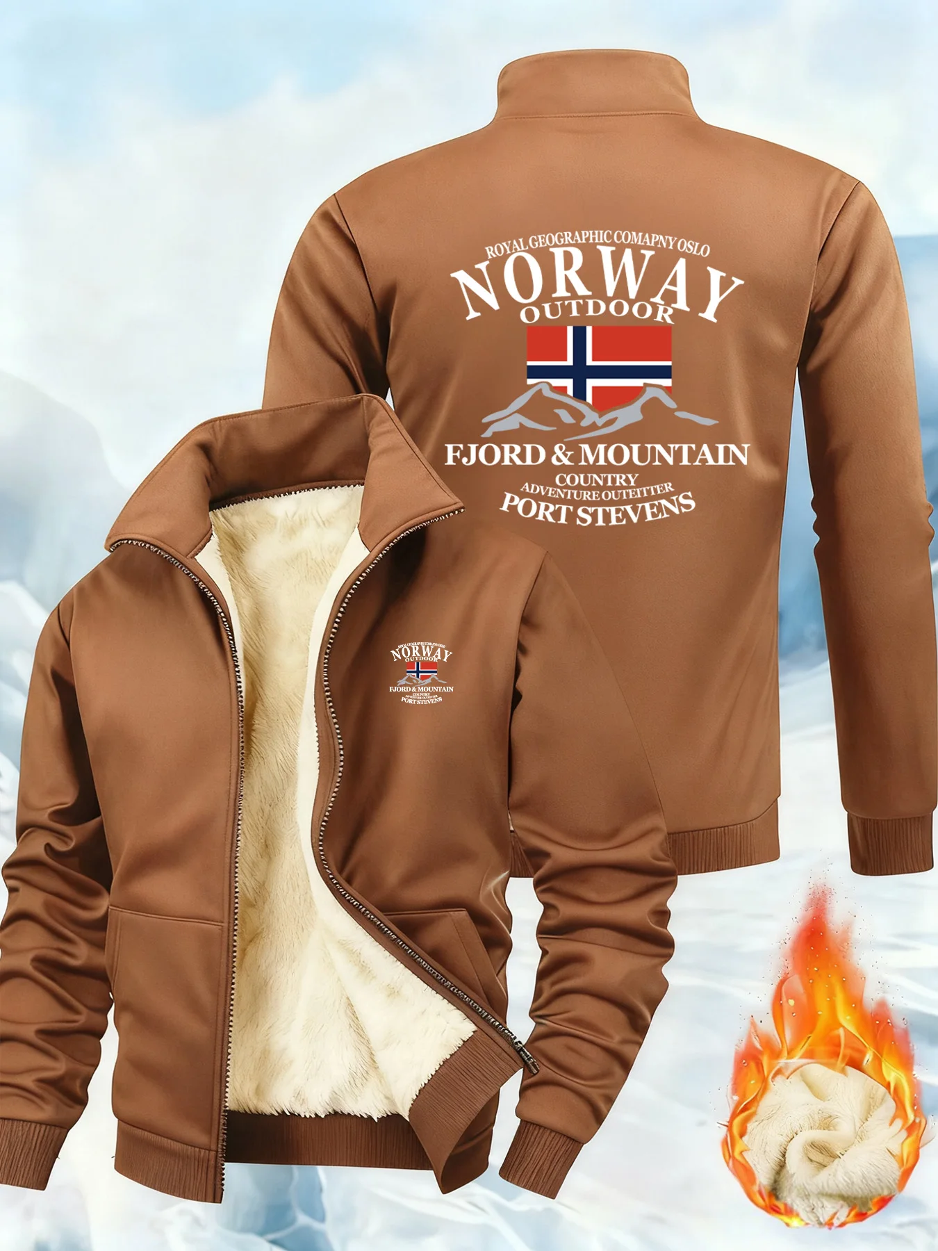 معاطف شتوية سميكة للرجال سترات رياضية غير رسمية من النرويج موضة ملابس الشارع الشهير بسحاب وياقة واقفة من الصوف بأكمام طويلة