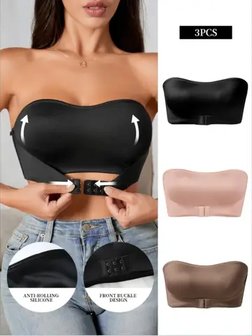 새로운 디자인 뜨거운 판매 효과적인 미끄럼 방지 사이드 원피스 Bralette 패딩 아이스 실크 원활한 Strapless 브래지어 여성을위한