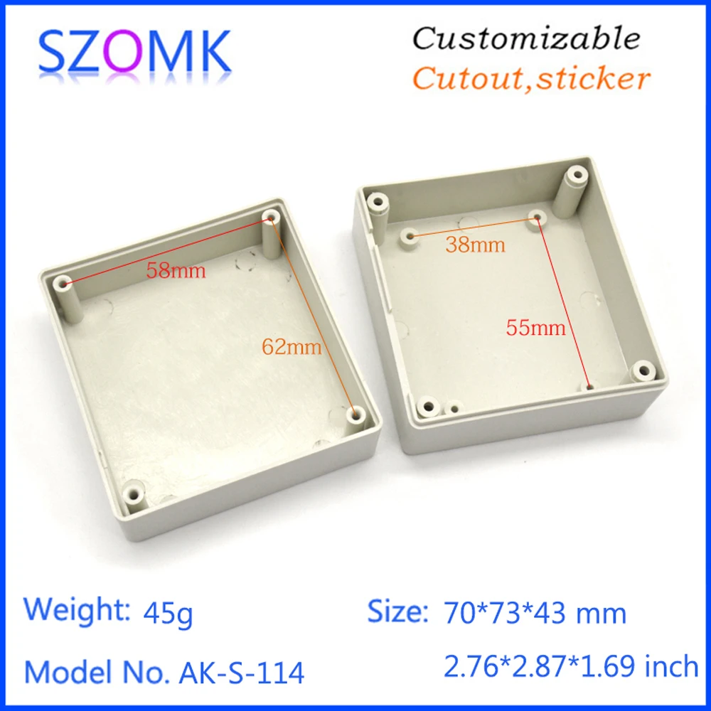 1Pcs 70*73*43mm plastic electronics project box szomk customizable enclosure for pcb design plastic electrical box