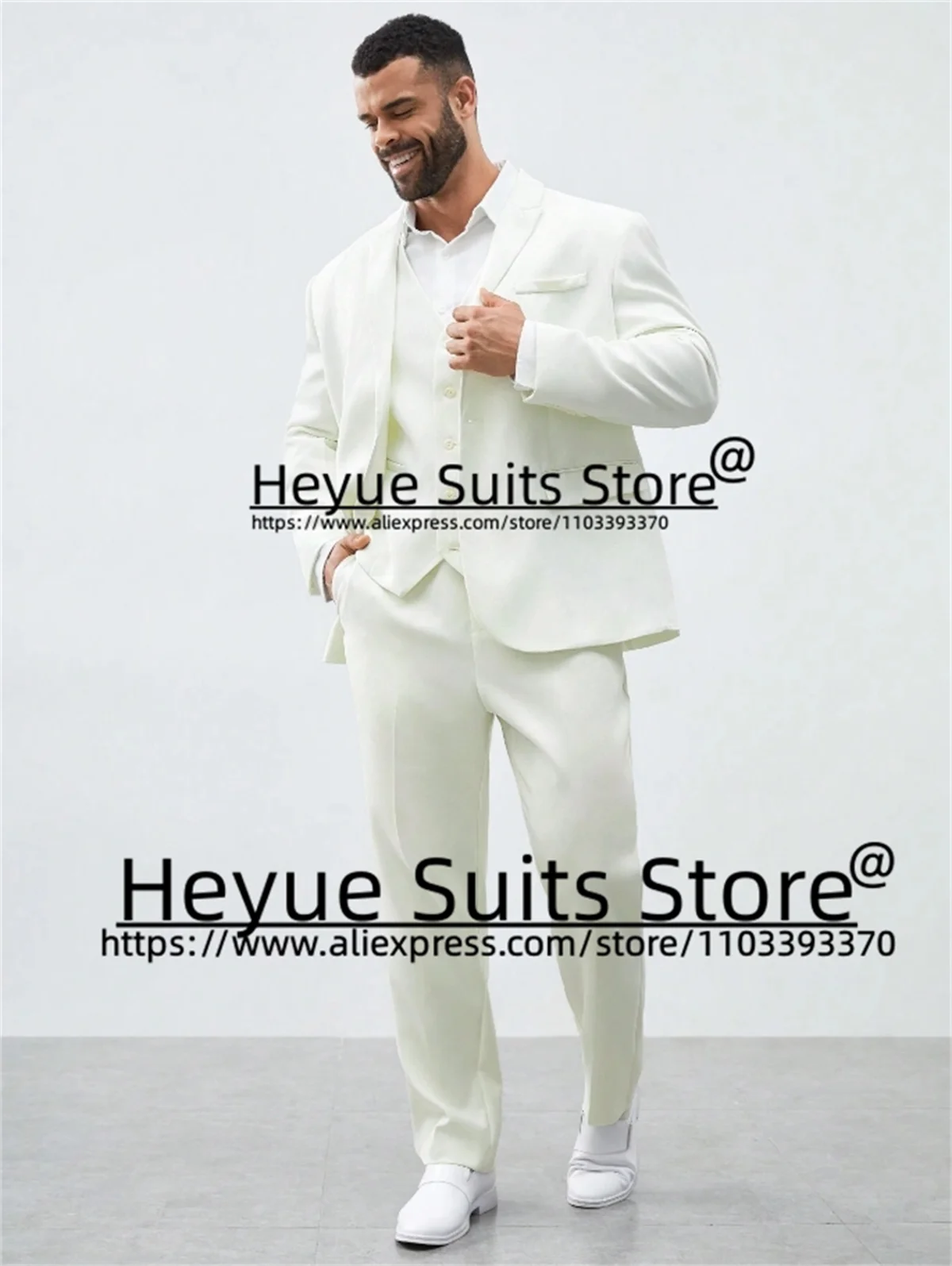 

White Large size Elegant Men Suits Loose style Tailor Made Groom Formal Tuxedos 3 Pieces Sets Business Male Blazer Costume Homme