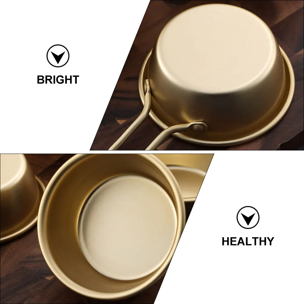 

4Pcs Rice Wine Bowls Golden Aluminum Exquisite Korean Restaurant Soup Drink Bowls Ideal for Hotel Family Barbecue