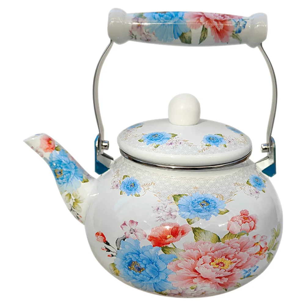 

Enamel Kettle Thickened Tea Pot Large Capacity Stovetop Compatible Gas Induction Camping Water Kettle Tea Pot for Party