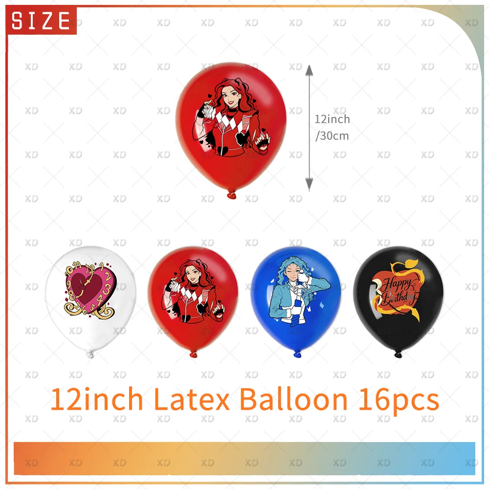 Wicked Wonderland Geburtstagsparty-Dekoration Hintergrund-Requisiten Descendants Ballon-Set Tortendekoration Hintergrund-Banner Kinderzubehör – Detail 3