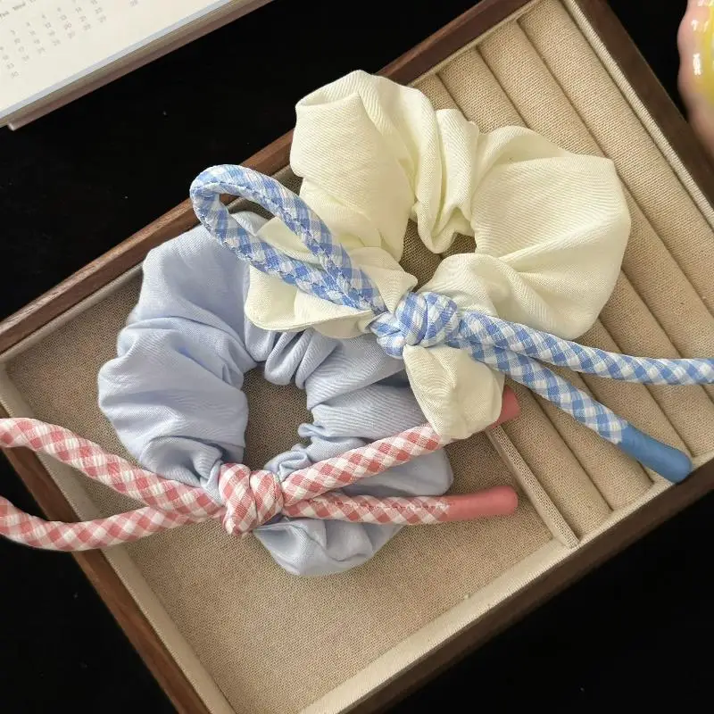 バレエスタイルのフレッシュカラーヘアロープ – 韓国大腸ヘアゴム、女の子の高級弾性おだんごヘアバンド