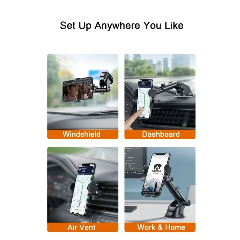 Car phone suction bracket automatic locking multi-function telescoping center console empty navigation