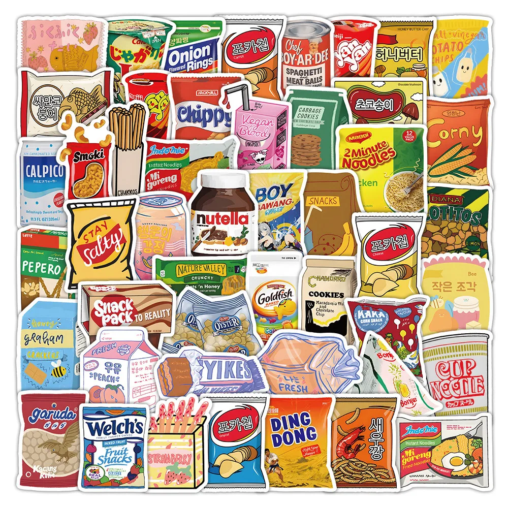 

Декоративные наклейки Snack Style B, 60 листов, для дневников, планеров, поделок, канцелярских товаров, золотые наклейки для сохранения воспоминаний