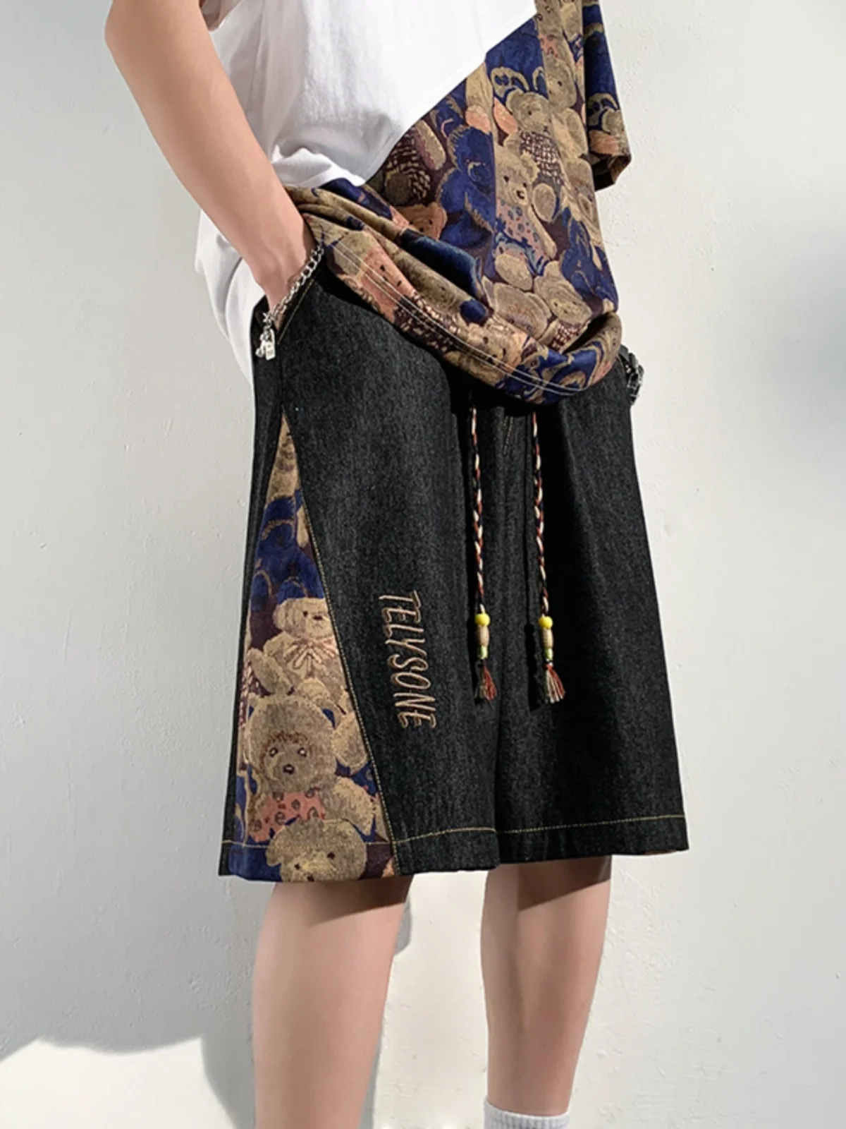 

Heavy Du Embroidered Denim orts for Men Large Size Workwear Five-Quarter Pants Trendy Brand Junior And High School Boys' ...