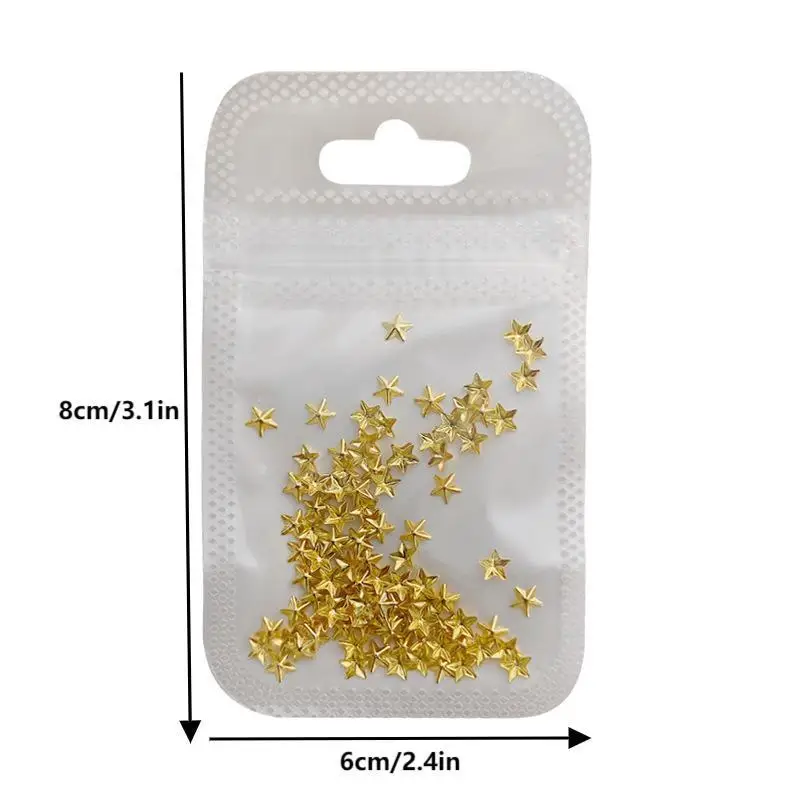 Breloques à rivets en alliage 3d pour Nail Art, étoile creuse, étoile à cinq branches, or, argent, diamant, décoration d'ongles, accessoires de manucure de luxe