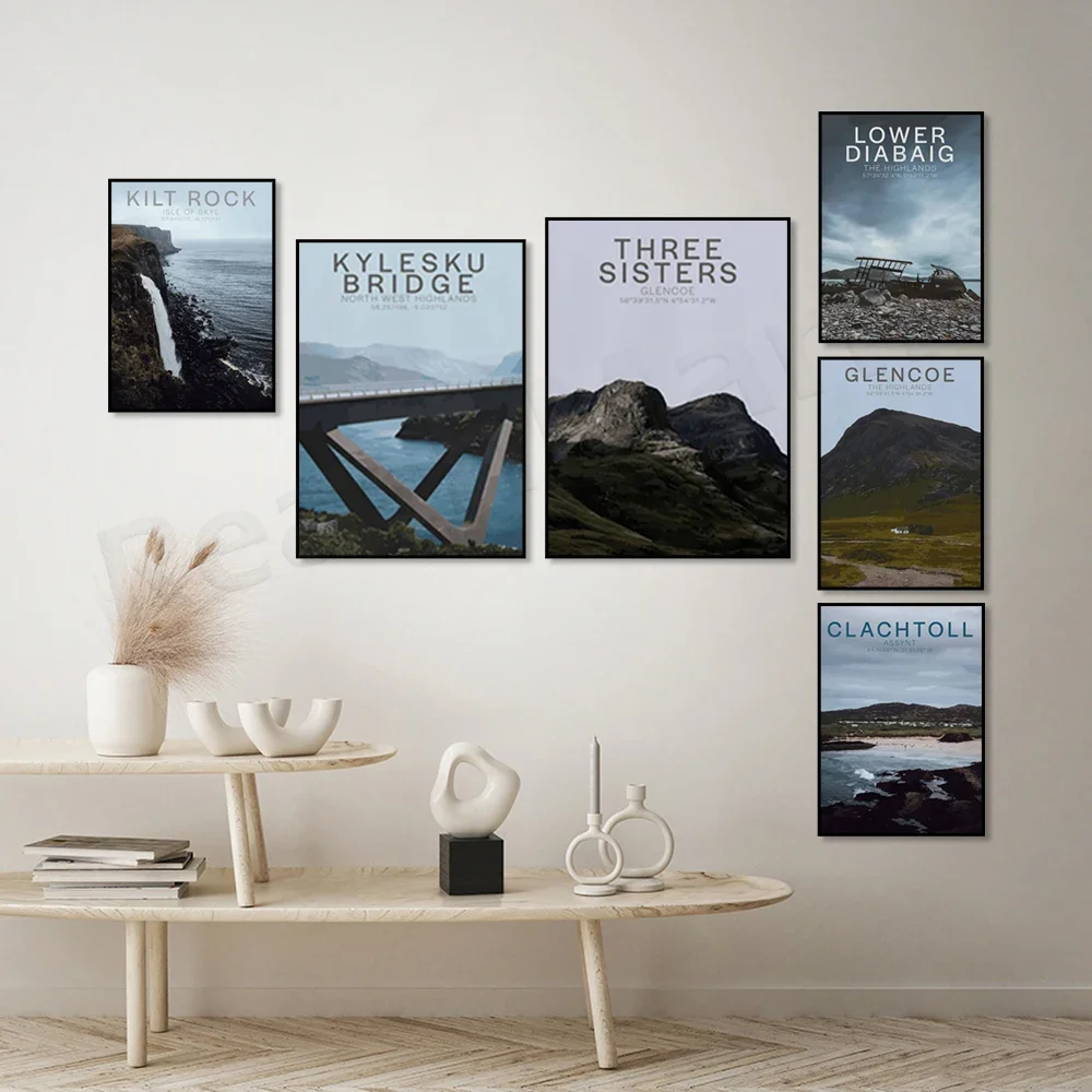 Scottish Highlands Travel Poster - Glendale Isle of Skye Coral Beach Kylesku Bridge North Coast 500 - Isle of Skye Artwork