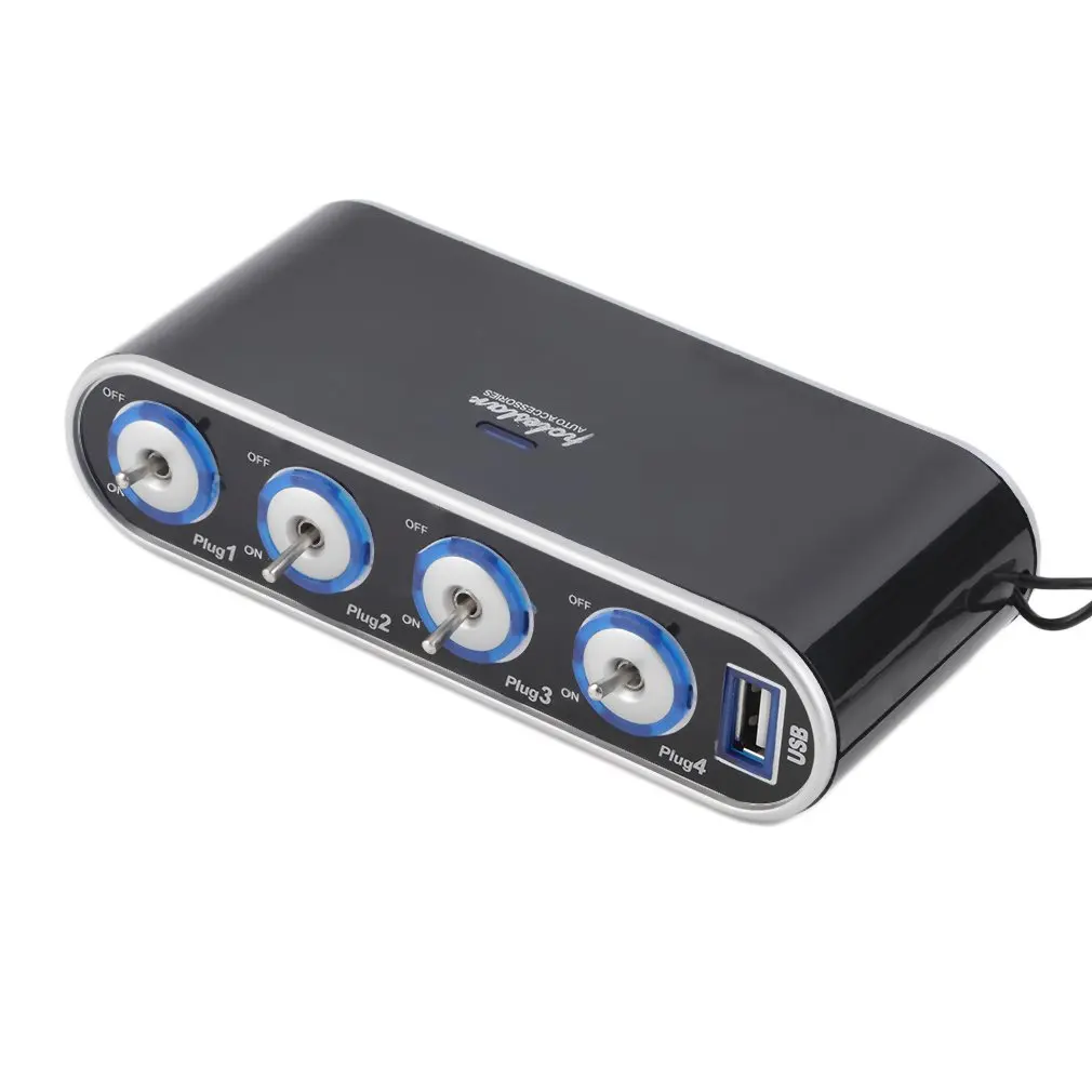 تيار مستمر 12 فولت/24 فولت العالمي 2 طريقة سيارة ولاعة السجائر مع USB مصباح ليد التبديل المقبس الفاصل شاحن محول الطاقة دروبشيبينغ