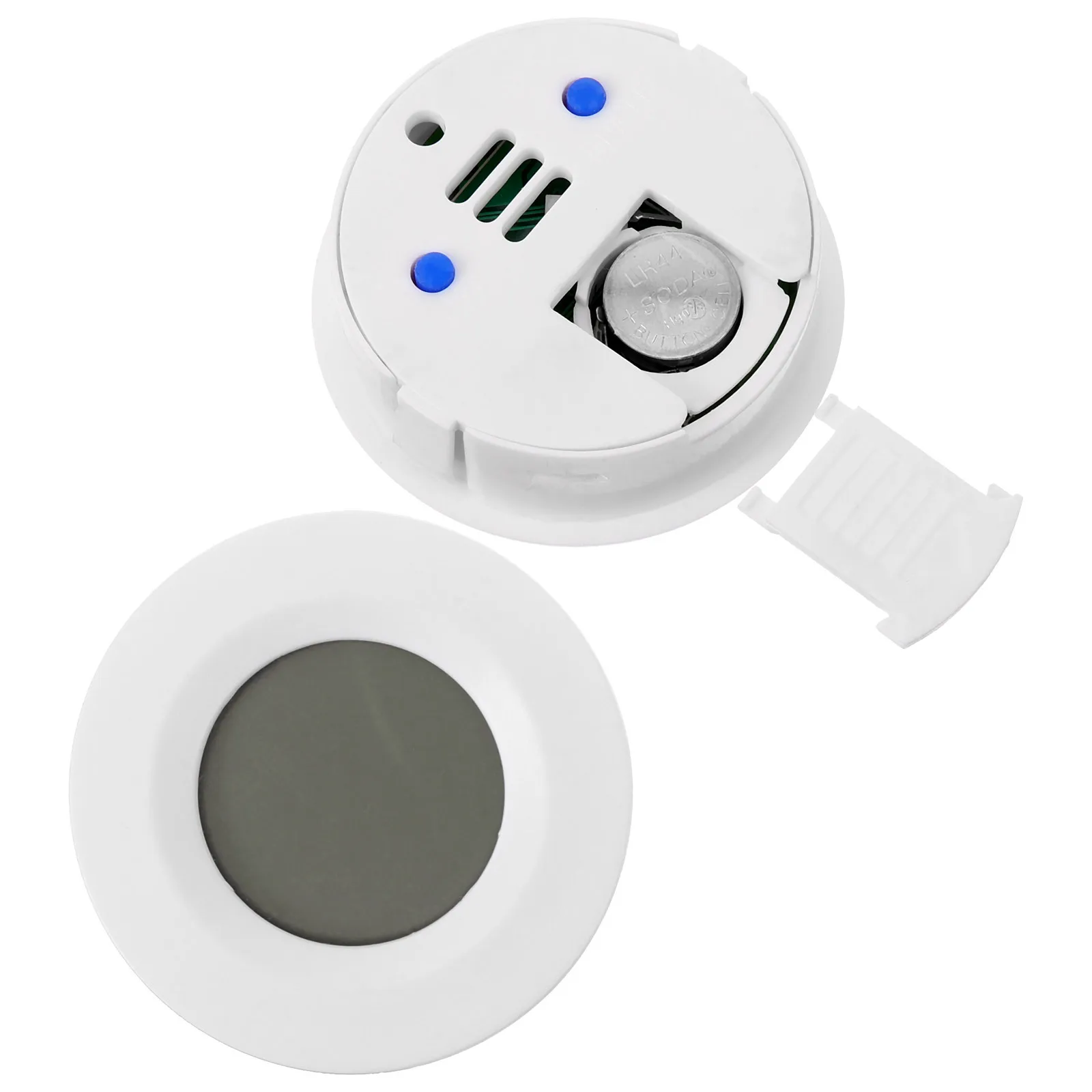 Termometro digitale rotondo da 2 pezzi Misuratore di umidità Igrometro di temperatura Supporto da parete portatile per interni per ufficio domestico