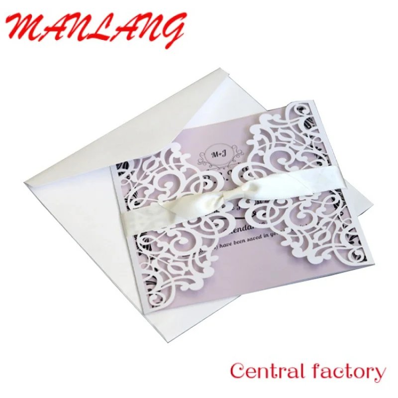 Custom  laser cut wedding invitation card custom