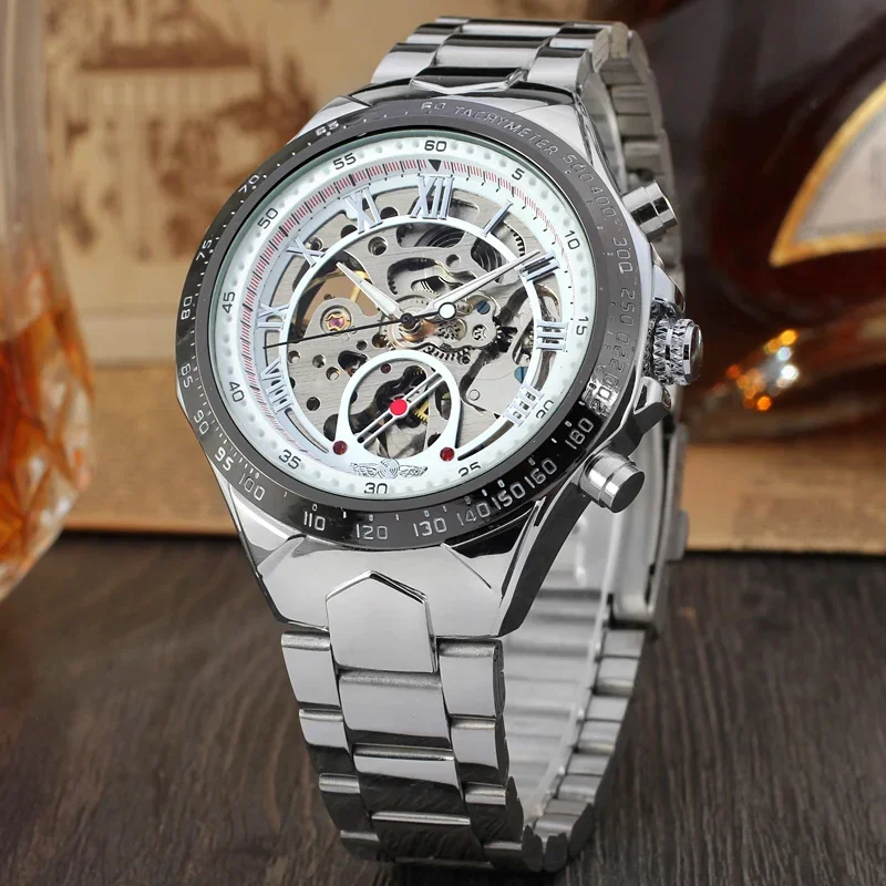 

T-winner Circular Gold mechanical Watch Hollow steel band Mechanical watch various colors, Men's Watch