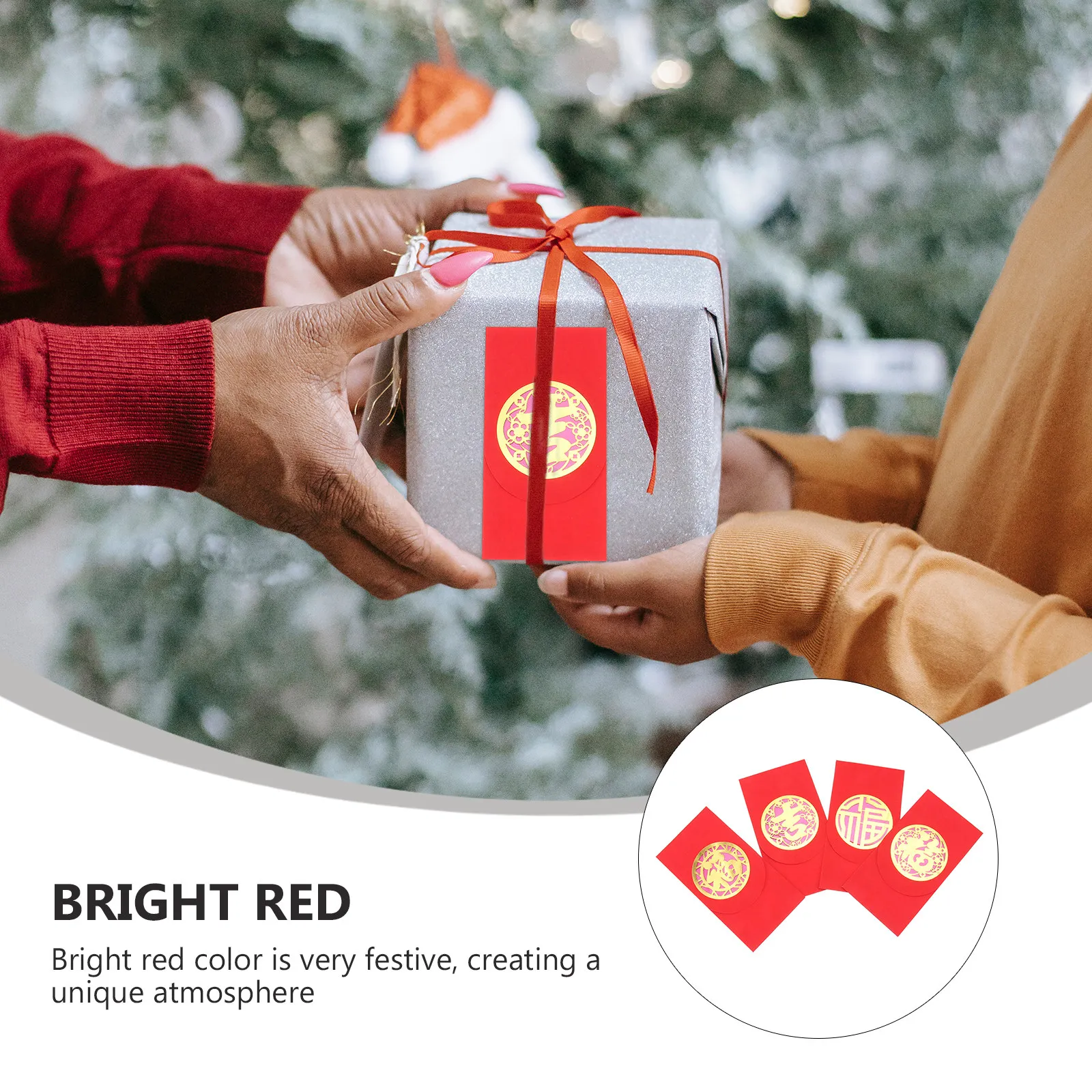 4Pcs Hot Stamping Red Envelopes Ox Year Design Festive Red Packet New Year Present Money Bag for Family Friends