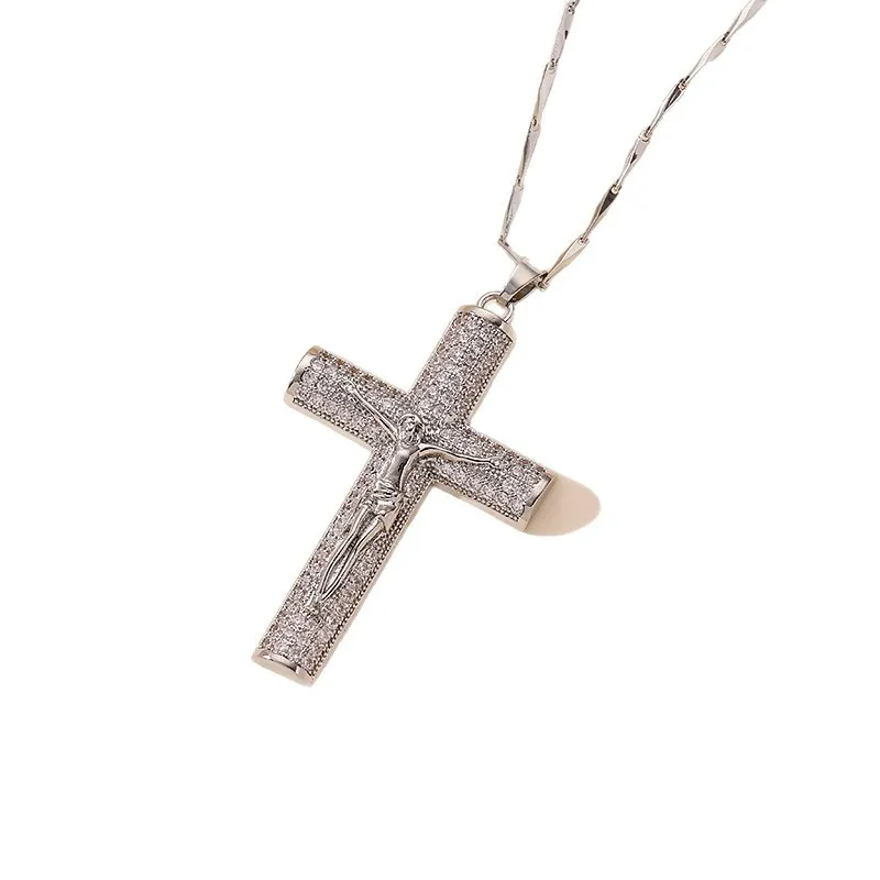

Faionable Copper Embedded Zircon Cross Nelace Versatile Sli Pendant Jewelry ex Fre out New Trend Inlet Price