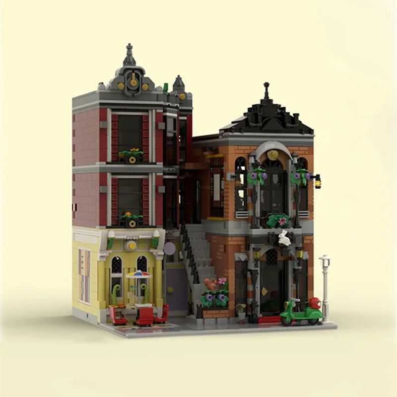 

2810 деталей Moc, строительный блок, модульный центр города, модель магического магазина, технология, кирпич, сделай сам, сборка, город, вид на улицу, игрушка, праздничные подарки