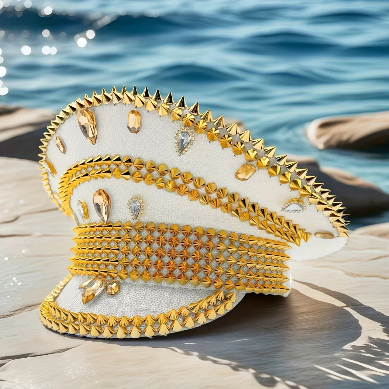 

Капитанская шляпа в стиле стимпанк со стразами для фестиваля Burning Man для женщин, винтажные военные аксессуары и кепка для мужчин