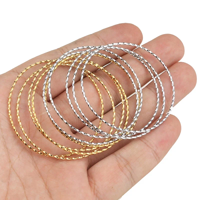 10pcs 30/50MM Twisted Large Circle Stainless Steel Gold Plated for Diy Connectors Earring Bezel Blank Jewellery Making Supplies