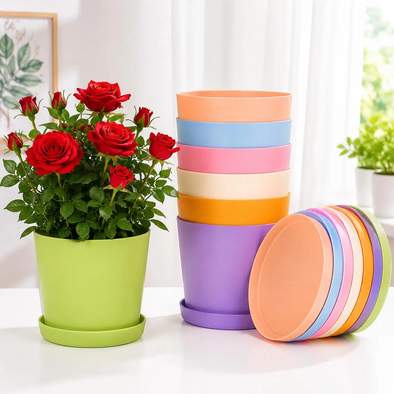 5/10pcs Open Mouth Flower Pots Mixed Styles Mini Succulent Planters Small Resin Cactus Plant Containers Home Garden Decor TMZ