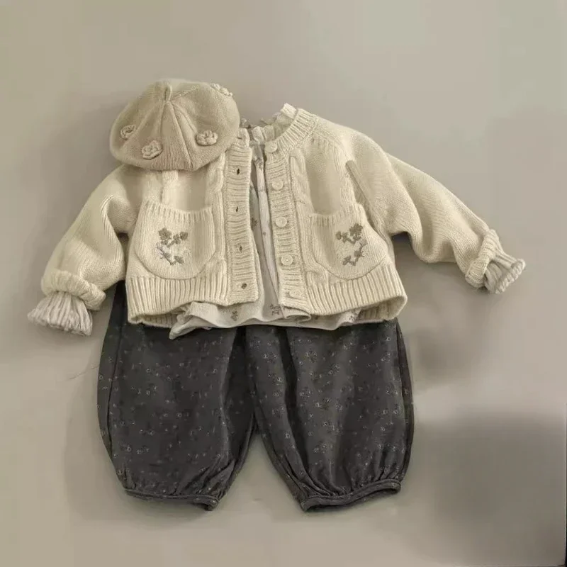 Girls' Sweaters, Knitted Cardigans, 2024 New Baby Clothes, Children's Clothing Jackets