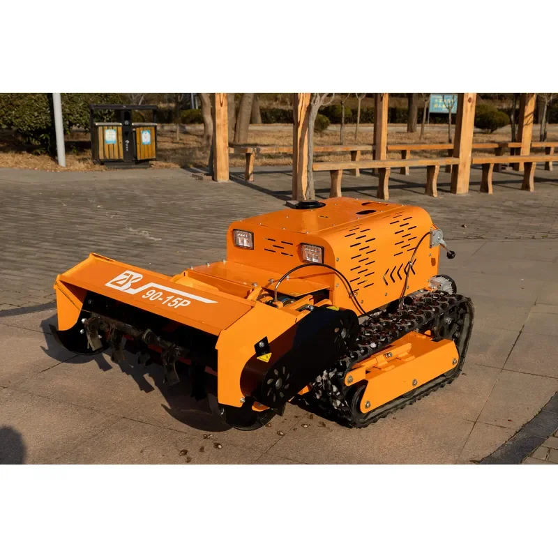 Remote Control Lawn Mower 15HP 900mm Diesel RC Tracked Mulching Grass Cutter Mower Tractor for Farm Garden Lawn Orchard Slope