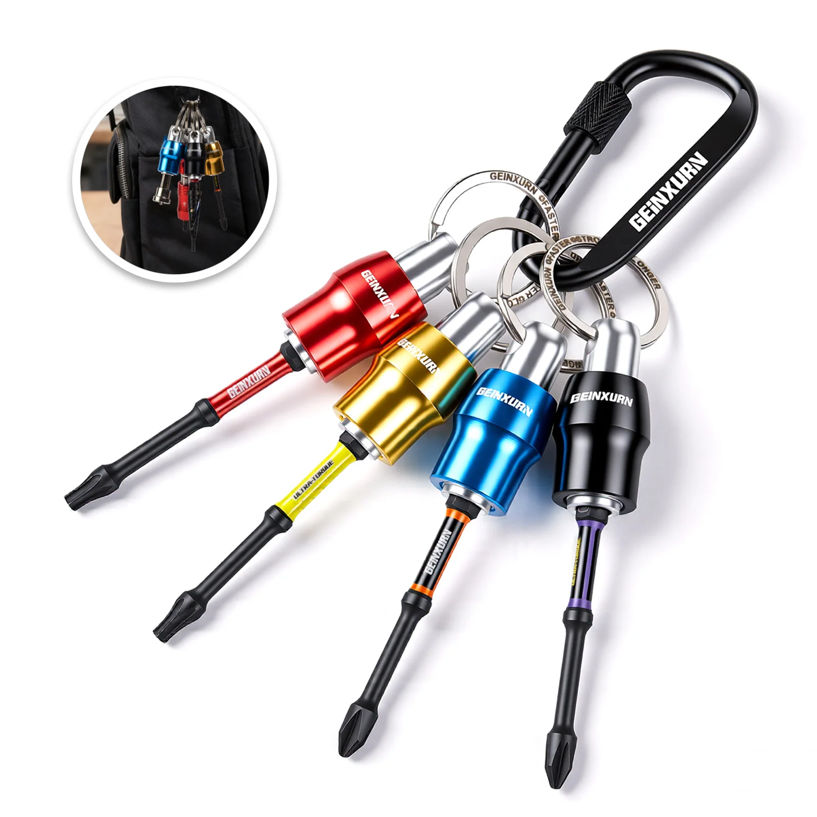 Geinxurn Round-Hole Keyring Set, with 3