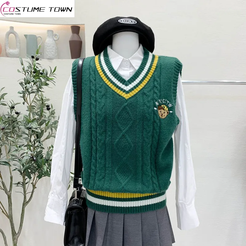 Knitted Vest Women's Early Autumn 2023 New Fashion Outerwear Reducing Age College Style Top V-neck Sleeveless Vest