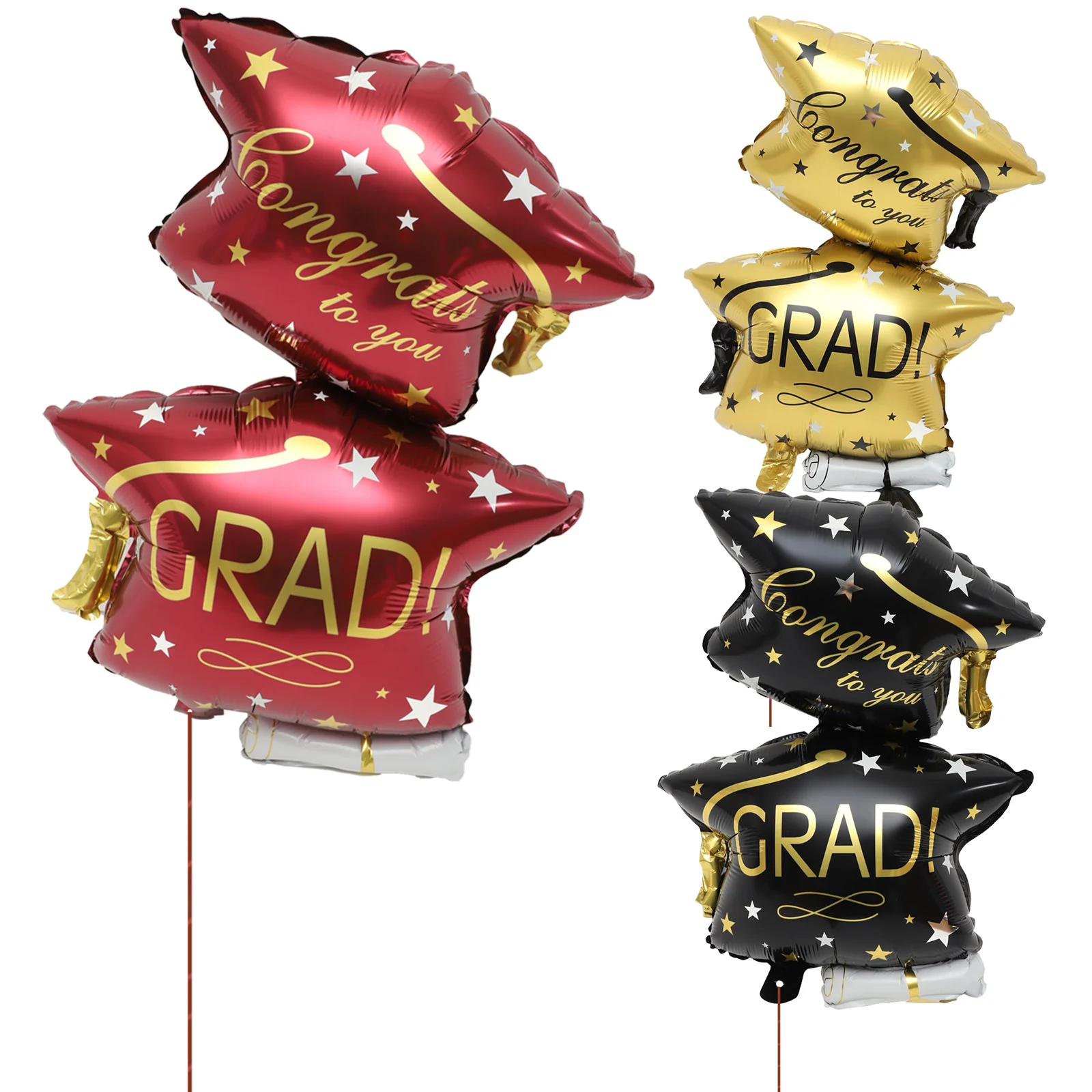 

6Pcs Large Graduation Hat Balloons Aluminum Foil Balloon Decorative Grad Party Favors for Classroom Celebration Decor