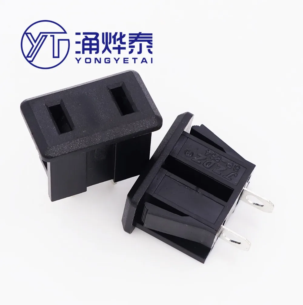 YYT 5PCS SP-864 AC AC power socket 2 hole socket black Pure copper 2 feet GB socket 10A/250V