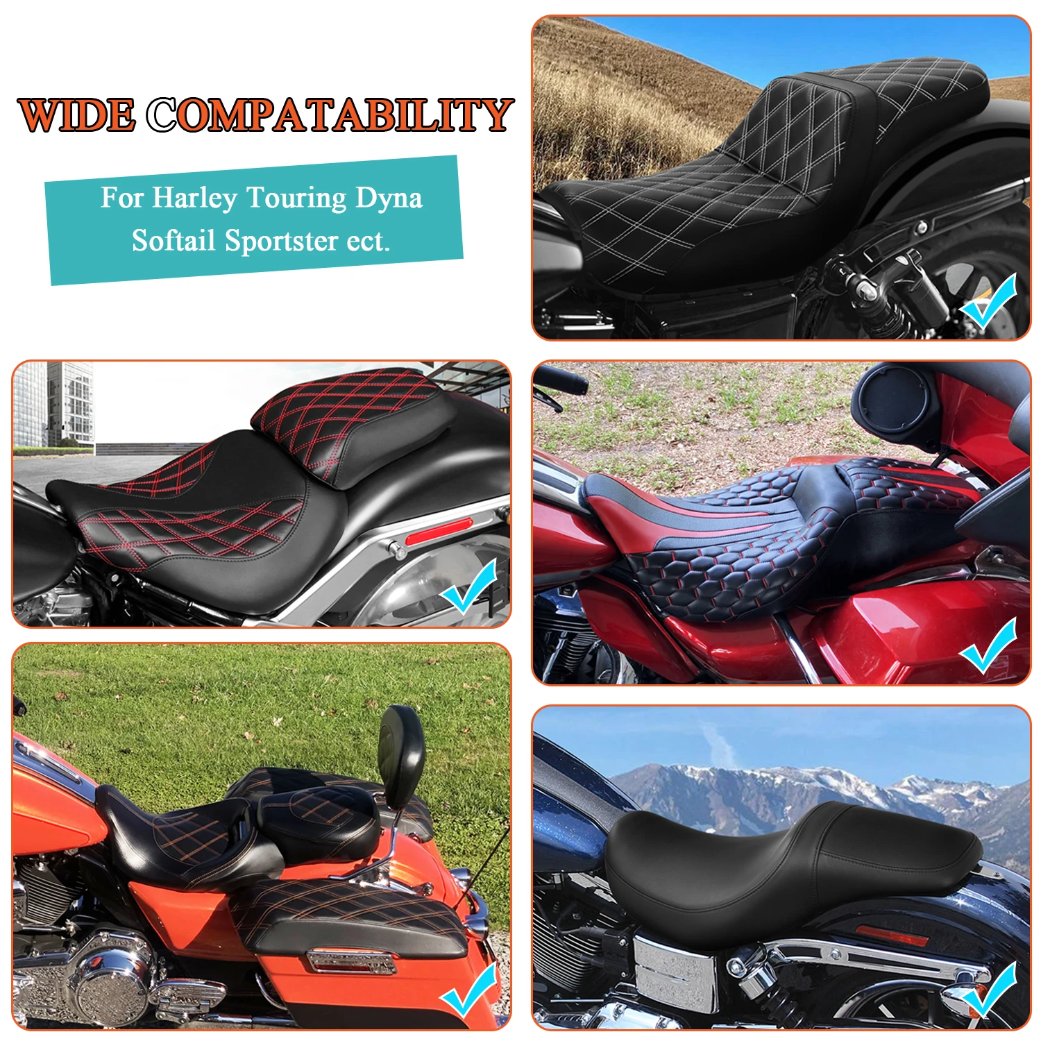 غطاء مقعد دراجة نارية مقاوم للماء ومضاد للمطر وواقي للمقعد وحمالة صدر لهوندا وكاواساكي وهارلي تورينج وسوفتيل سبورتستر داينا سي في أو إليكترا ستريت غلايد رود كينج