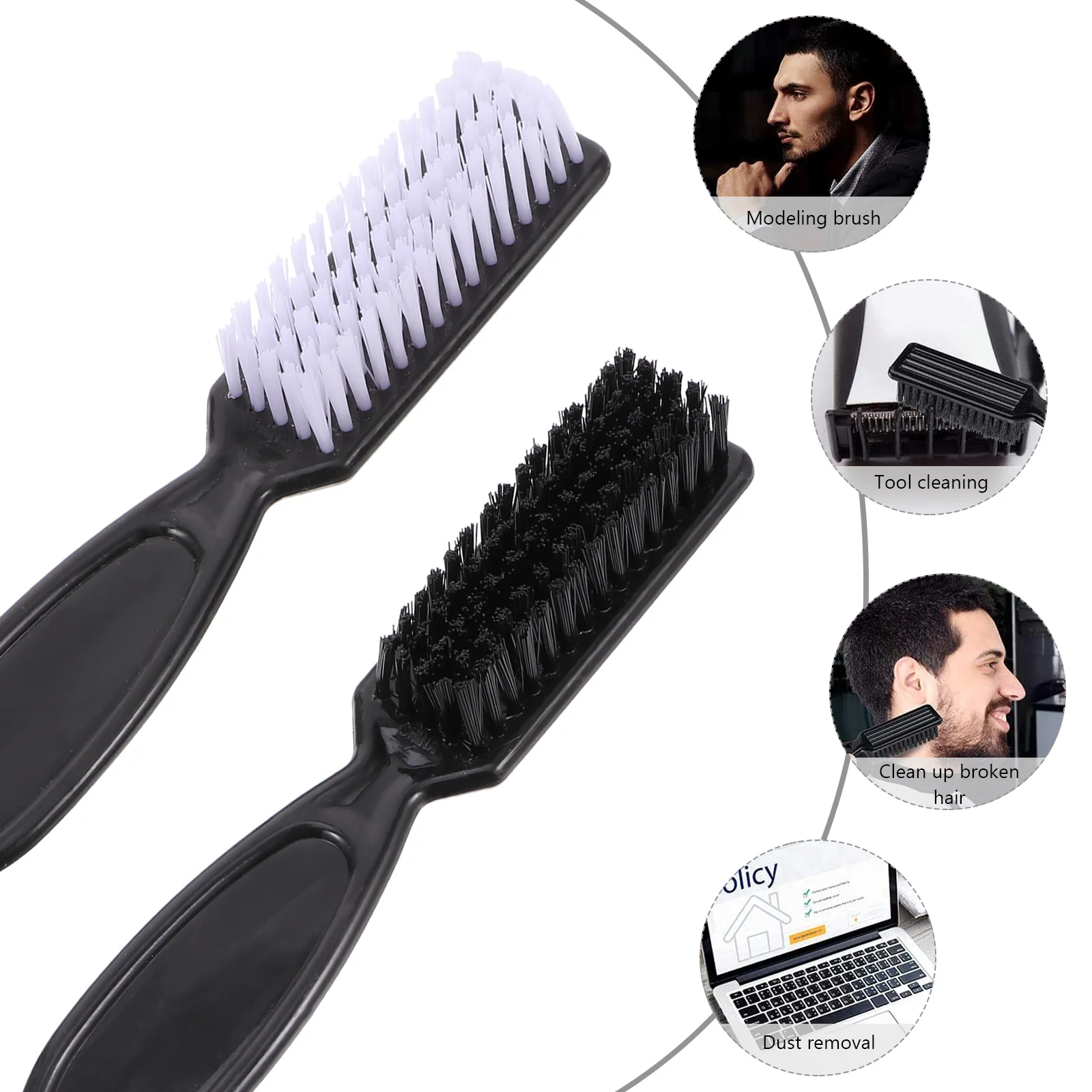 

4pcs Brush Soft Nylon Cleaner Black Barber Tool Cleaner Blade Clipper Barber Tool Styling Salon Trimmer Taper Cleaning