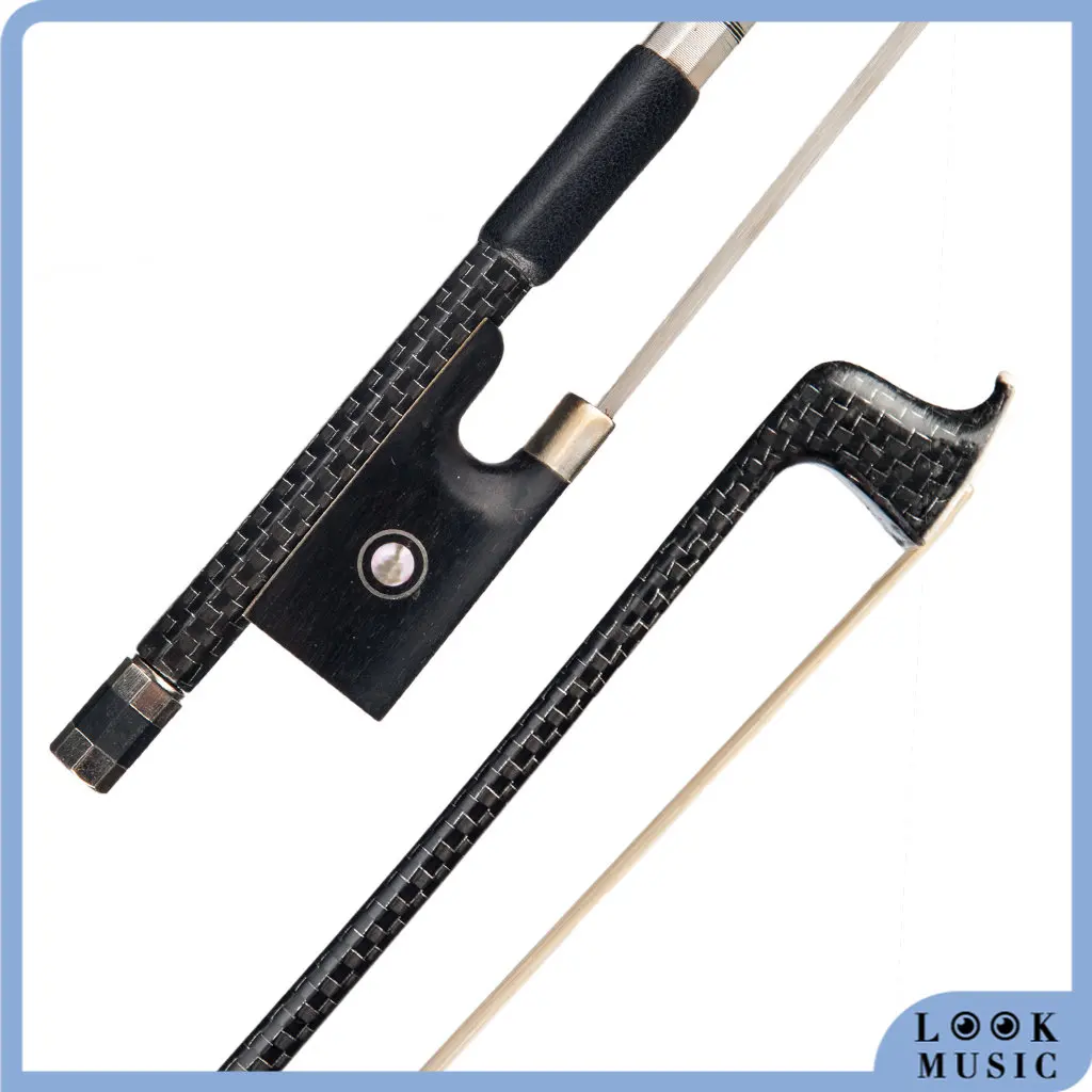 

LOOK Advanced Silver Braided Carbon Fiber Bow Paris Eye Ebony Frog Fiddle Bow Acoustic Violin Bow Real Horsehair For 4/4 Violin