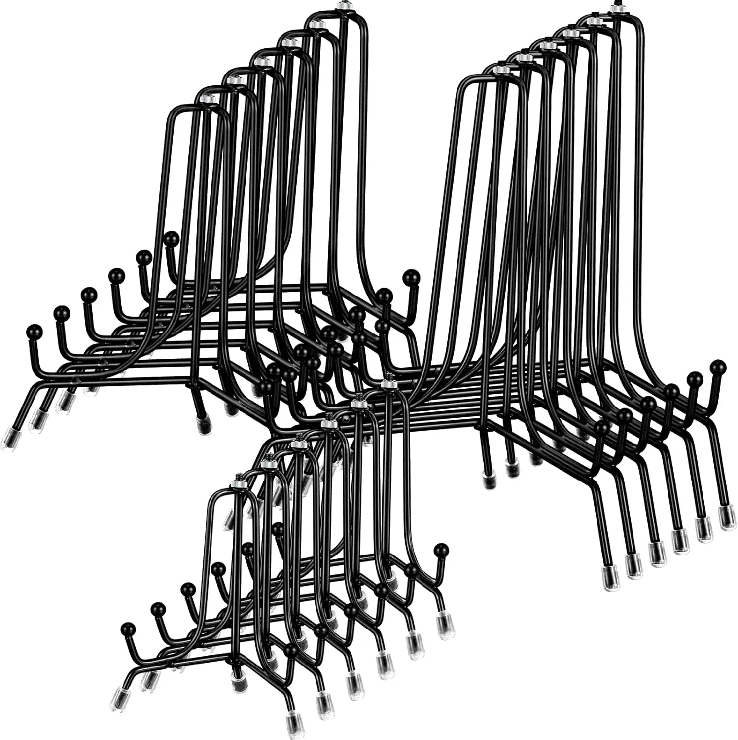 

18 Pcs Anti Slip Plate Stands for Display, Black Iron Easel Plate Holder Picture Frame Holder for Tabletop Artwork (4, 6, 8