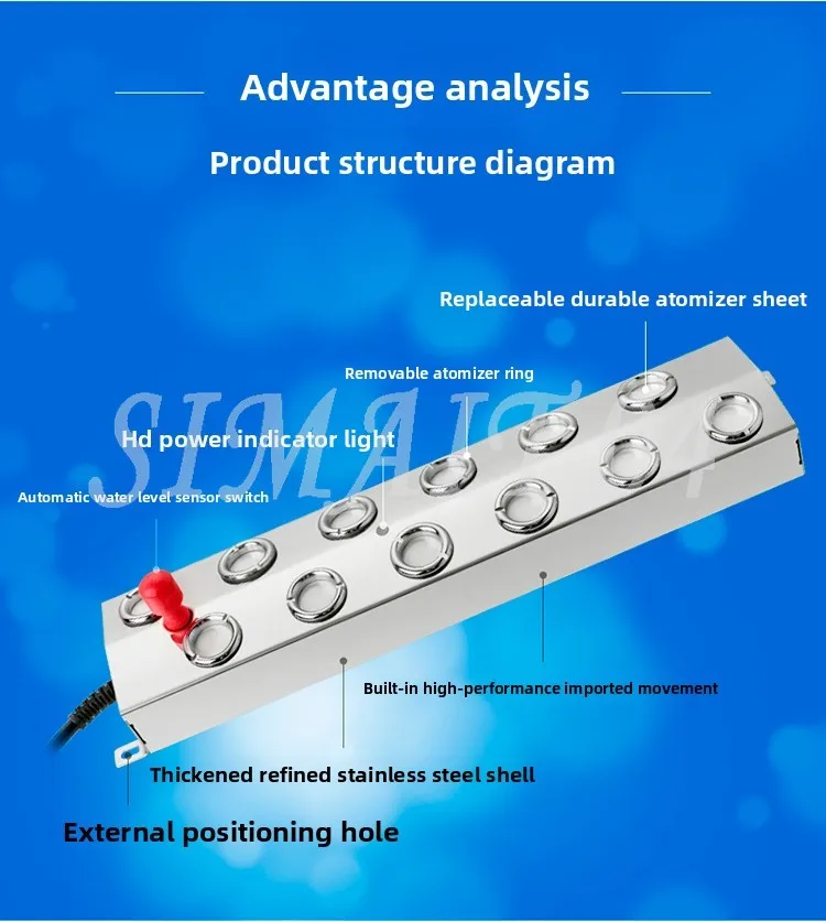 Atomizing plate, 10-head ultrasonic atomizer, atomizer head, pool, pool fog generator
