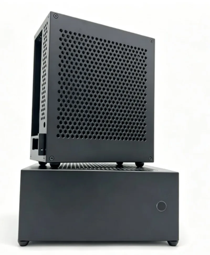 Mini‑ITX Soft Router Chassis, All‑Aluminum Barebone Case With DC‑ATX PSU, Support Low‑Profile GPU