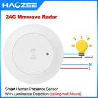 Tuya WiFi/ZigBee 24G MmWave Radar Smart Human Presence With Illumination Detector Support Light Switch 95~250V