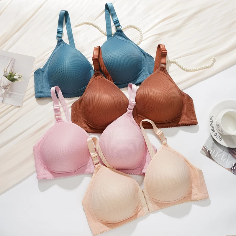 

Solid Large Chest Brassiere Women Plus Size Bras Sexy Push Up Bra Front Buckle Bralette Underwear B C Cup Intimate Lingerie