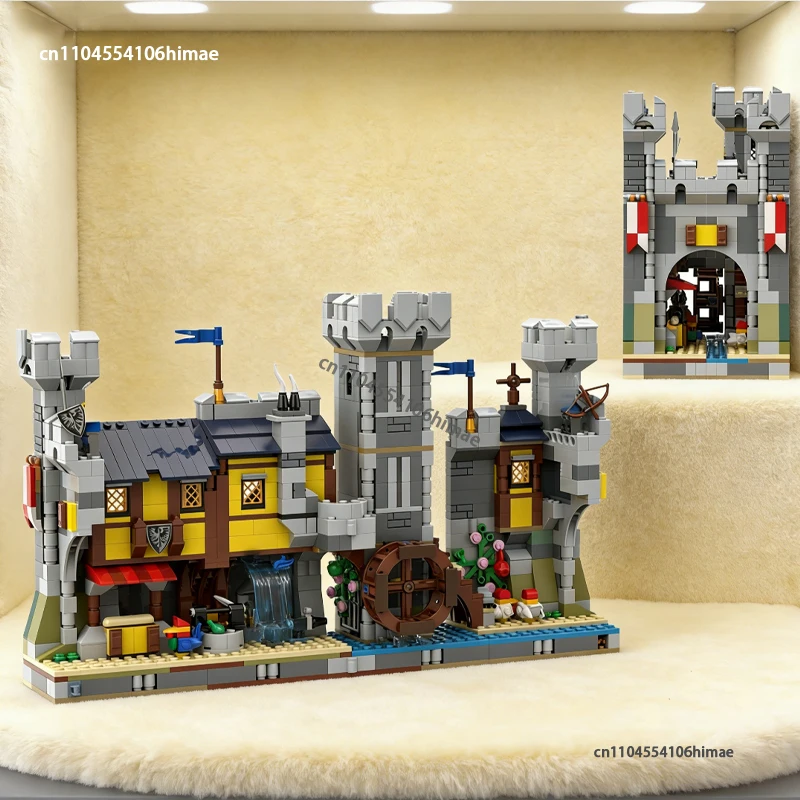 

1092Pcs Medieval Castle River Town Book Nook Modular Building Blocks DIY Customize House Assembly Model Bricks Creative Toy Gift