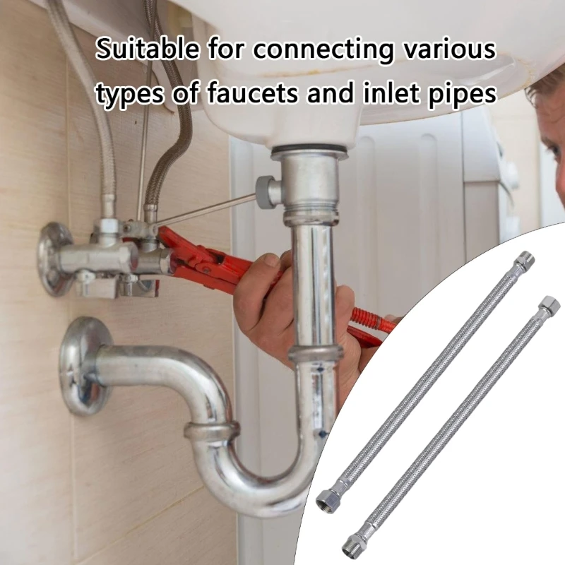 

Pack Of 2 High Pressure Resistant 304 Stainless Steel Flexible Plumbing Hoses 3/8 Inch Suitable for Kitchen Bathroom Use