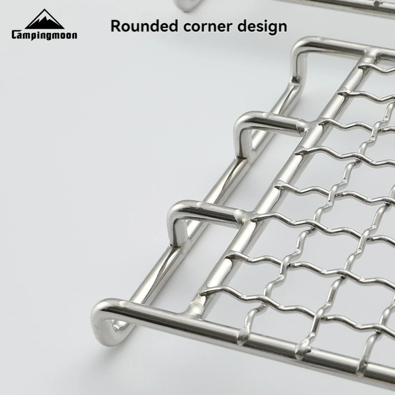 Campingmoon شبكة شواء من الفولاذ المقاوم للصدأ ، شبكة مربعة ، نزهة ، كبيرة ومتوسطة وصغيرة ، للتخييم في الهواء الطلق