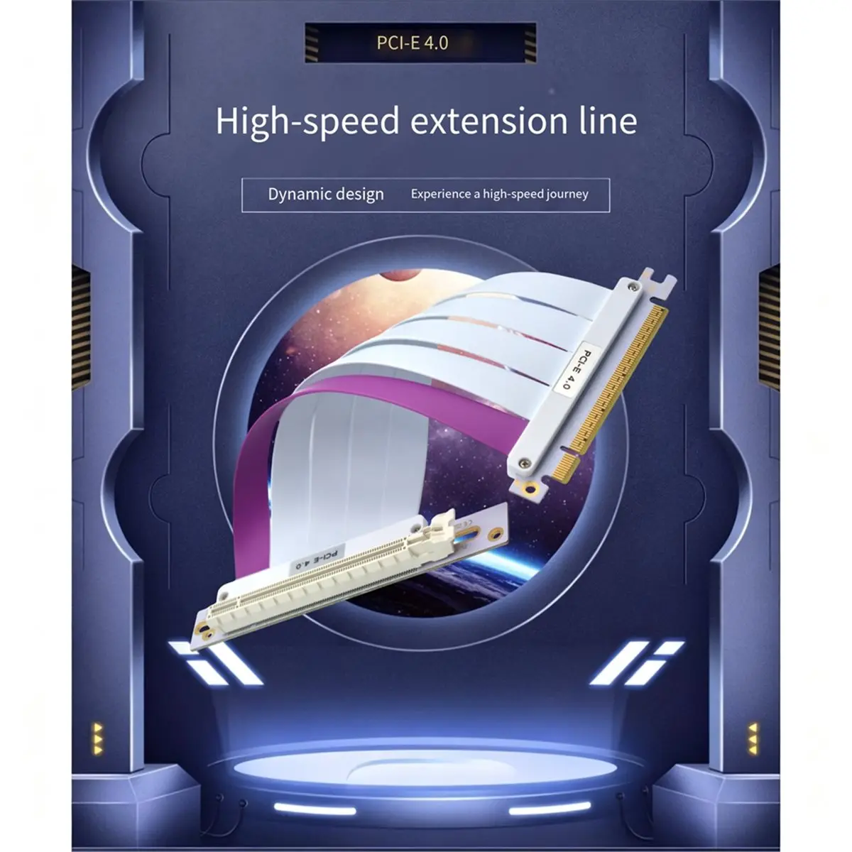 PCIE 4.0 X16 Riser Cable 20CM 30AWG PE Shielded High-Speed Flexible 90° Video Graphics Card Extender Cord