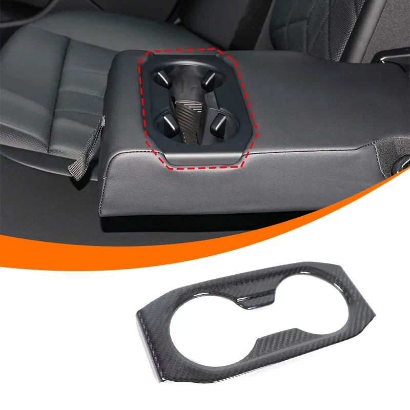 For BMW 5 Series G60 2024 Real Carbon Fiber Car Rear Cup Holder Panel Decorative Cover Interior Modification Accessories