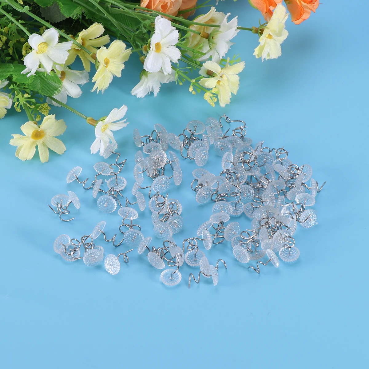 

100pcs Anti-Slip Fixed Pins Clear Head Rust-Proof For Upholstery Slipcovers Bedskirts Plastic Twisted Nails Furniture Tracing
